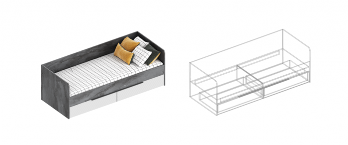 Кровать  с 2 ящиками Лео Велес - фото 45172